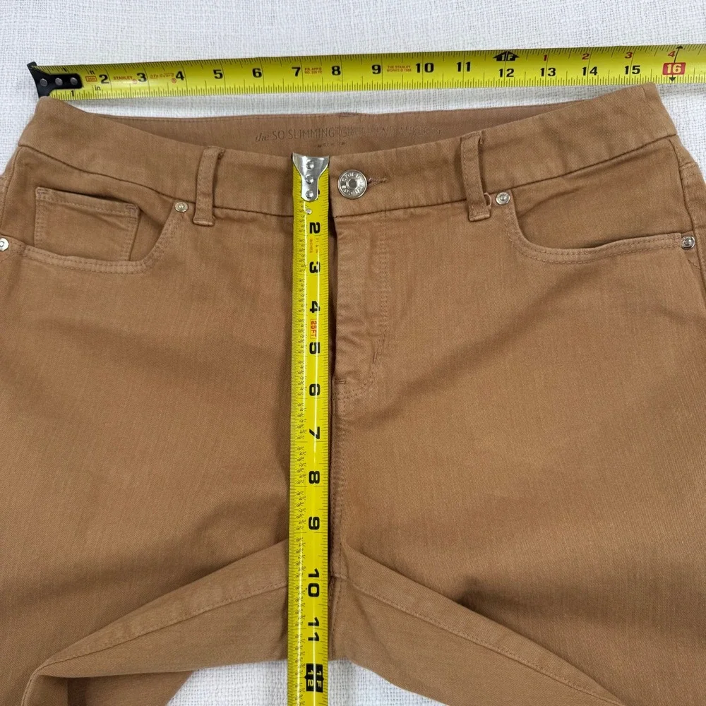 Chicos So Slimming Girlfriend Ankle Pants Brown Petite 1P‎ Cotton Blend Stretch